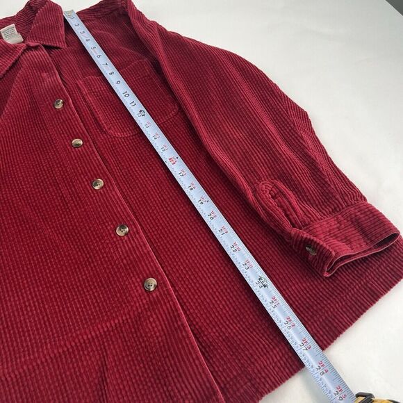 LL Bean Wide Whale Corduroy Relaxed Comfort Shirt S Red Shacket cabincore boho - Picture 5 of 13